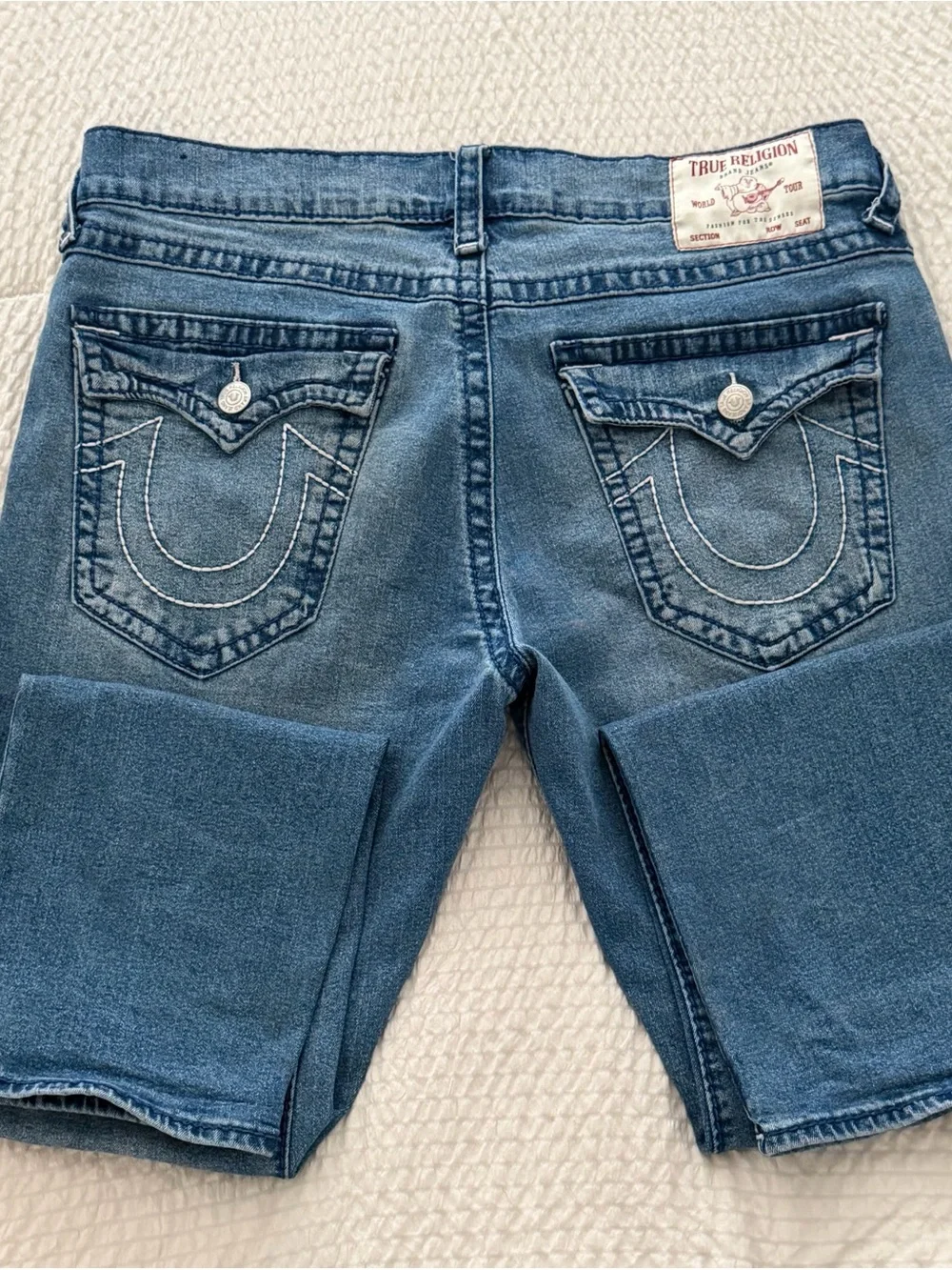 True Religion Blue Back-Pocket Flap Jeans